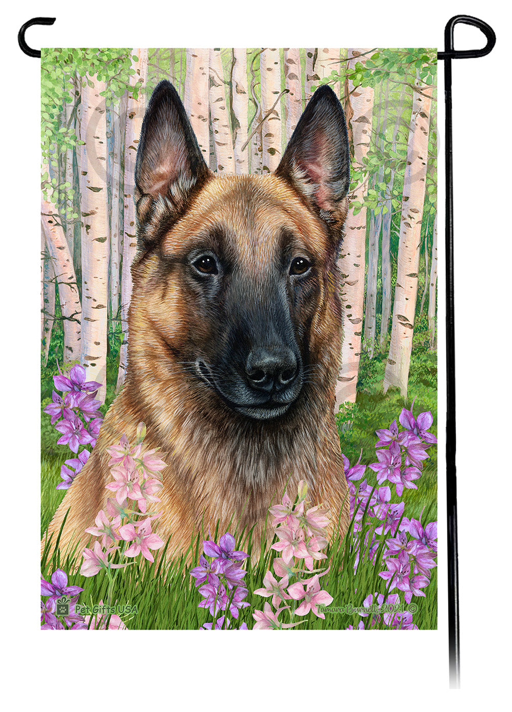 Belgian Malinois Spring Flowers - Garden Flag