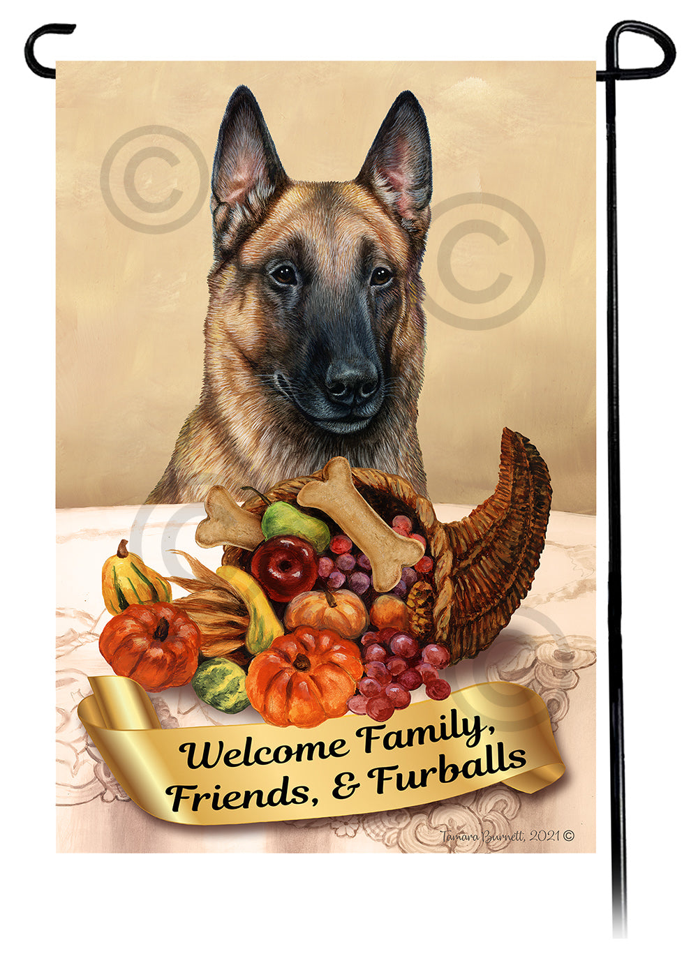 Belgian Malinois Thanksgiving - Garden Flag