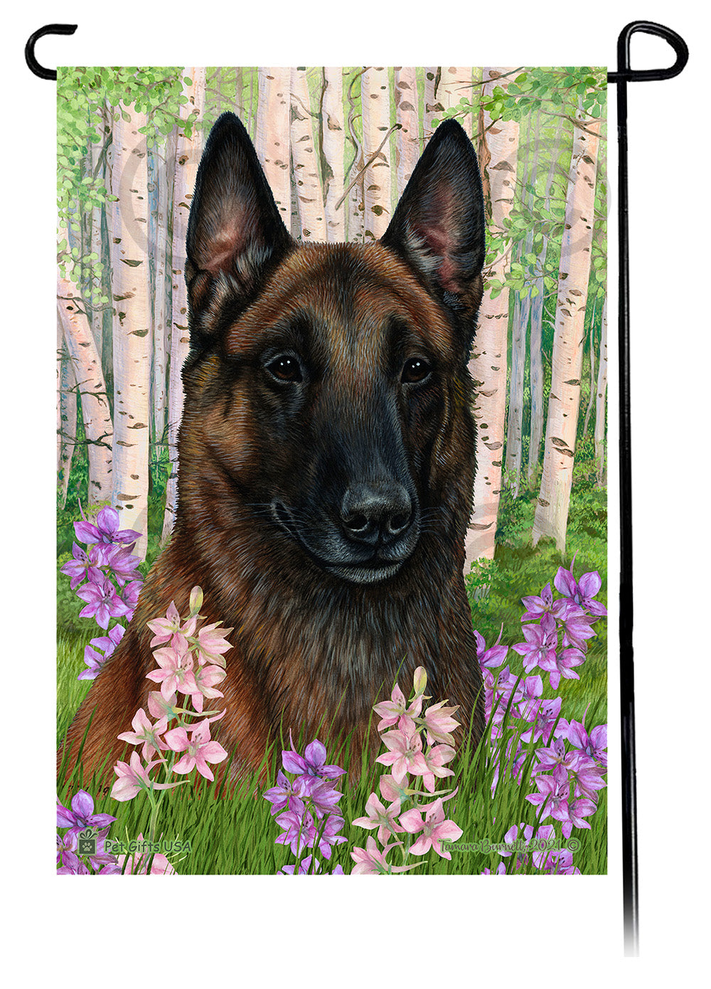 Belgian Malinois Spring Flowers - Garden Flag