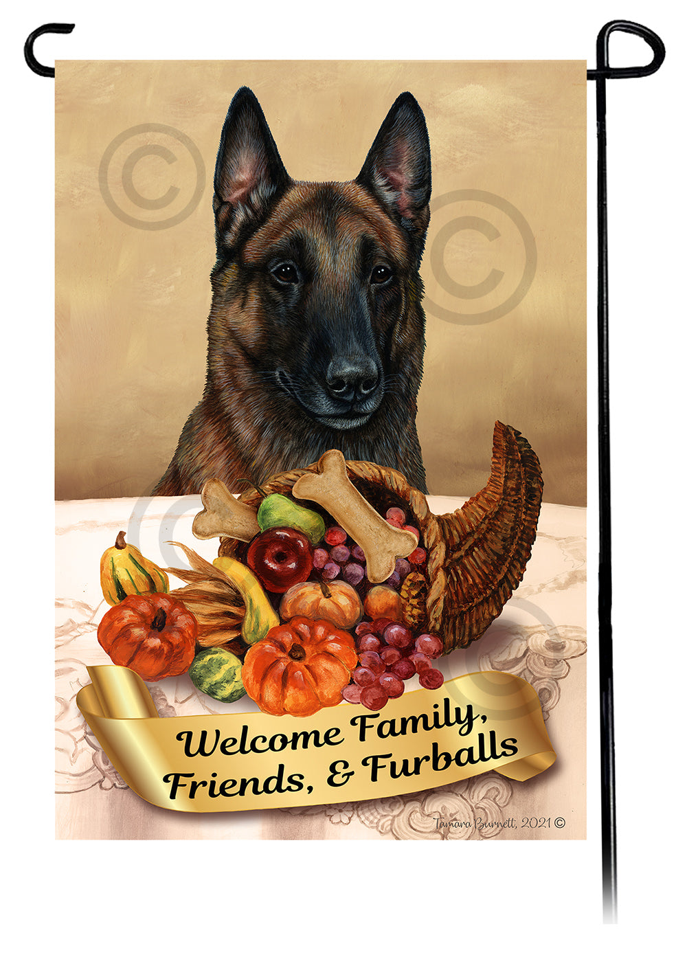 Belgian Malinois Thanksgiving - Garden Flag