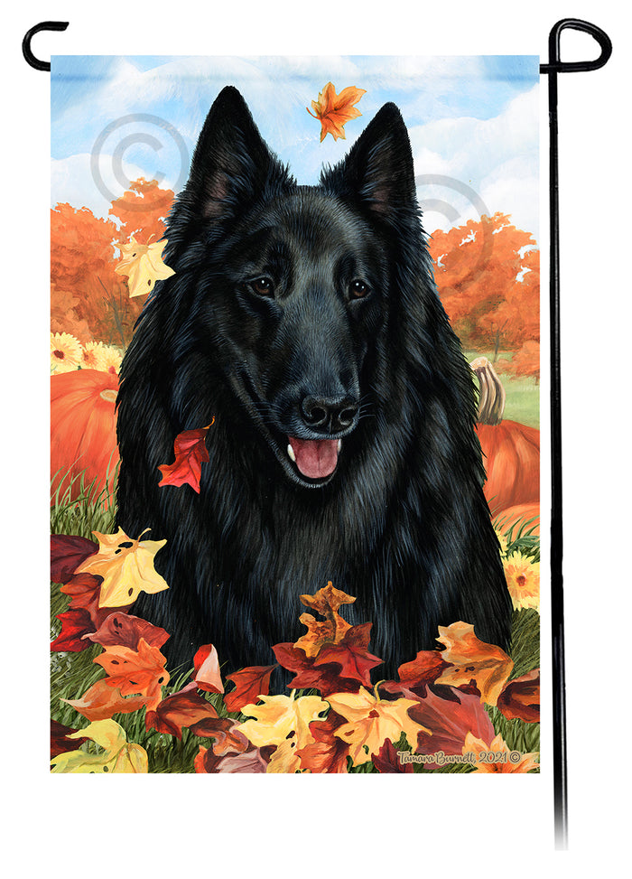 Belgian Sheepdog Falling Leaves Garden Flags