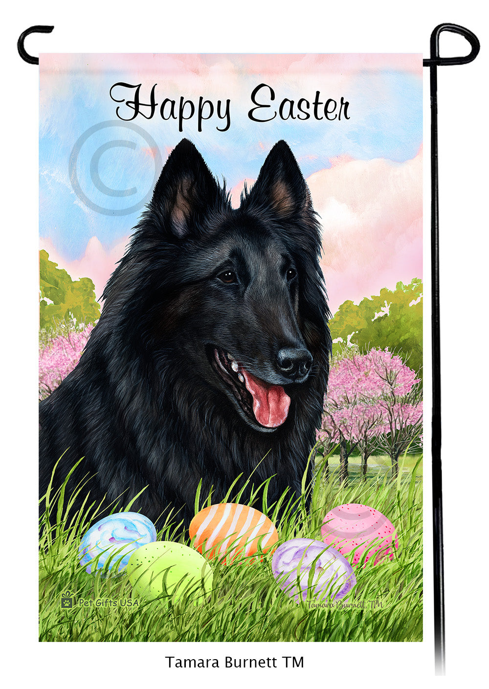 Belgian Sheepdog Happy Easter - Garden Flag