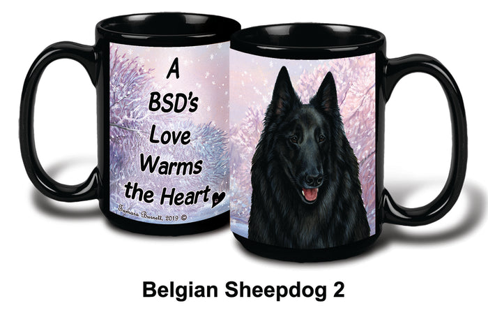 Belgian Sheepdog Style 2 Winter Mug 15 oz
