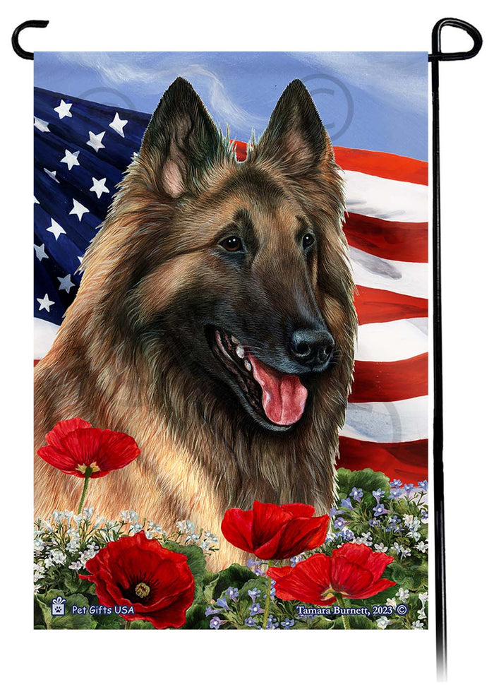 Belgian Tervuren Patriotic Flowers Garden Flags