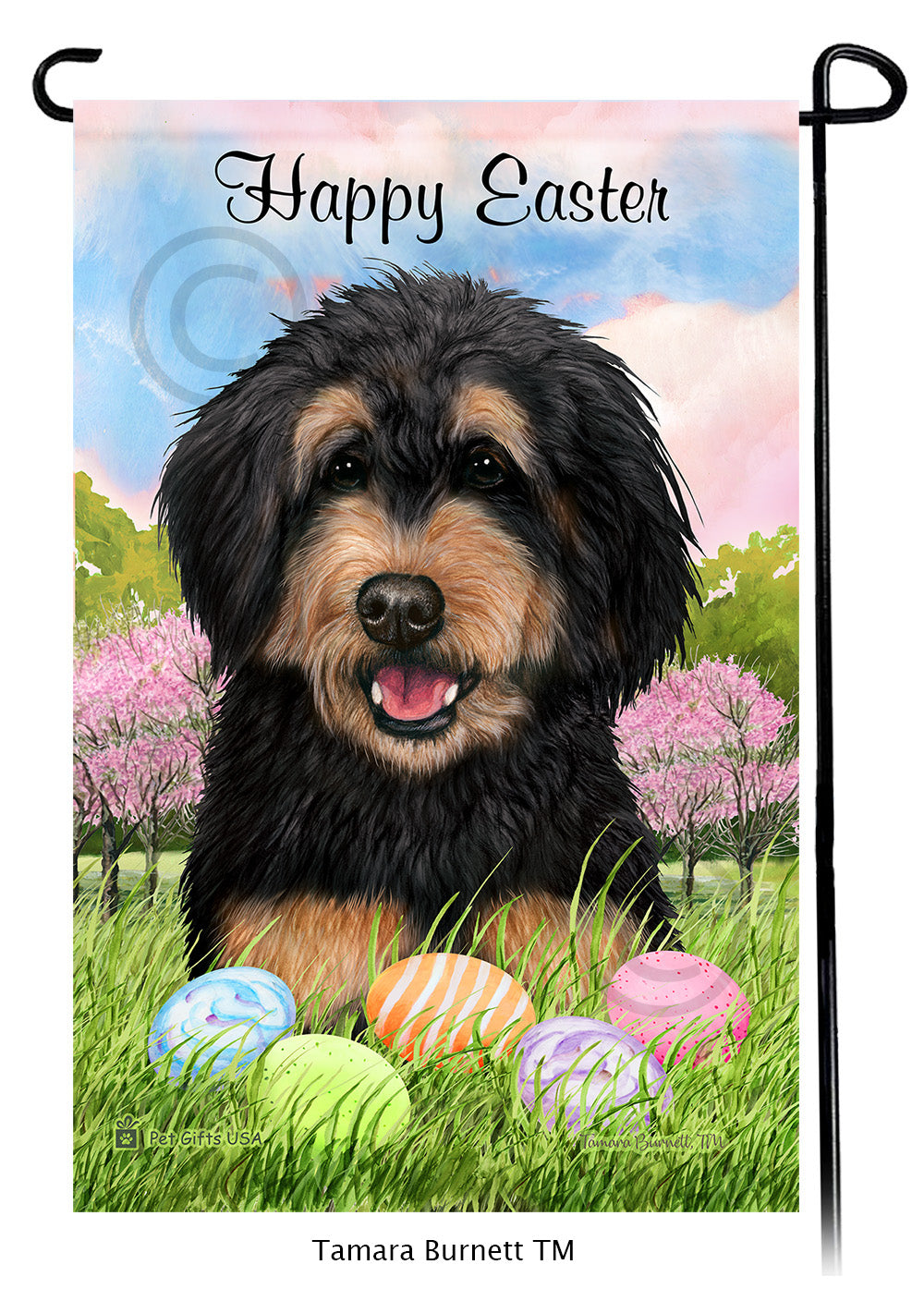 Bernedoodle Happy Easter - Garden Flag