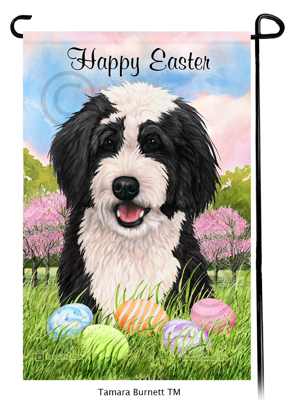 Bernedoodle Happy Easter - Garden Flag
