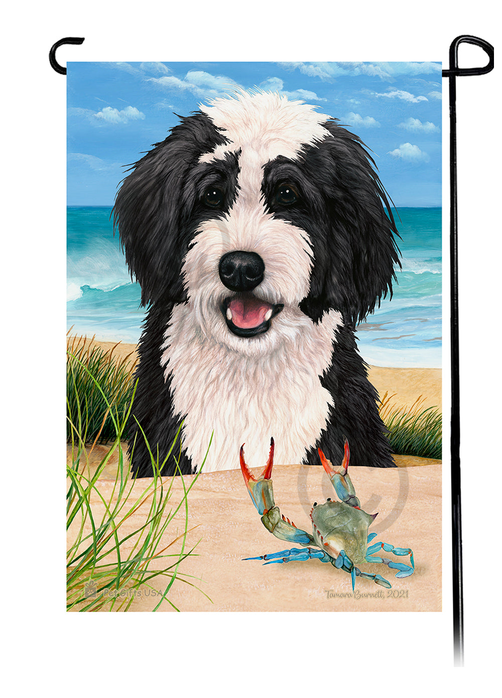 Bernedoodle Summer Flowers Garden Flag