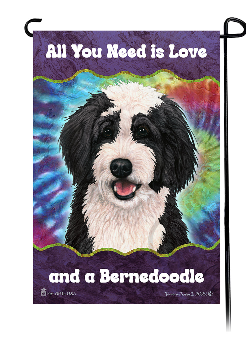 Bernedoodle All You Need Is Love Garden Flag
