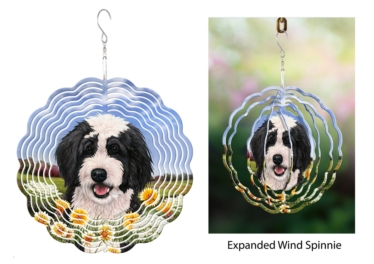 Bernedoodle Black And White Wind Spinner