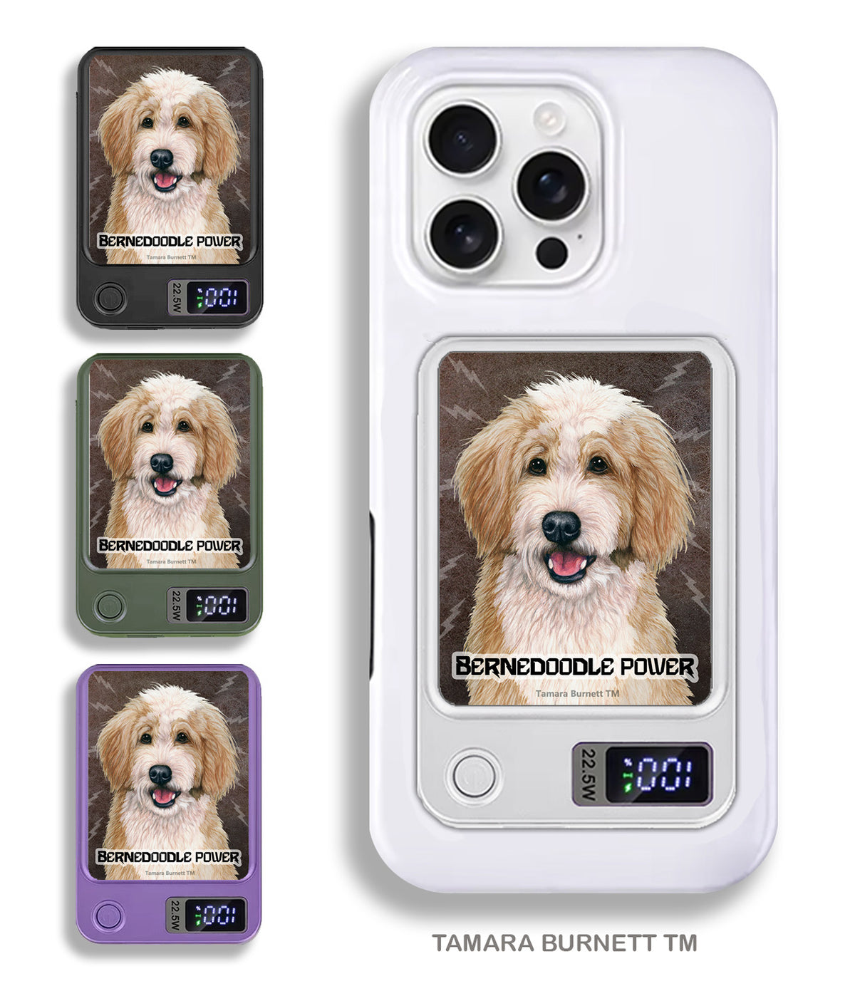 Bernedoodle Blonde and White Phone Bank Wireless Charger