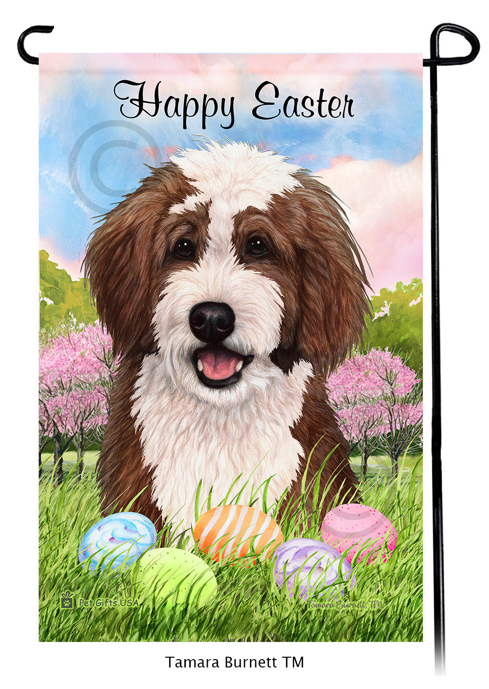 Bernedoodle Happy Easter - Garden Flag