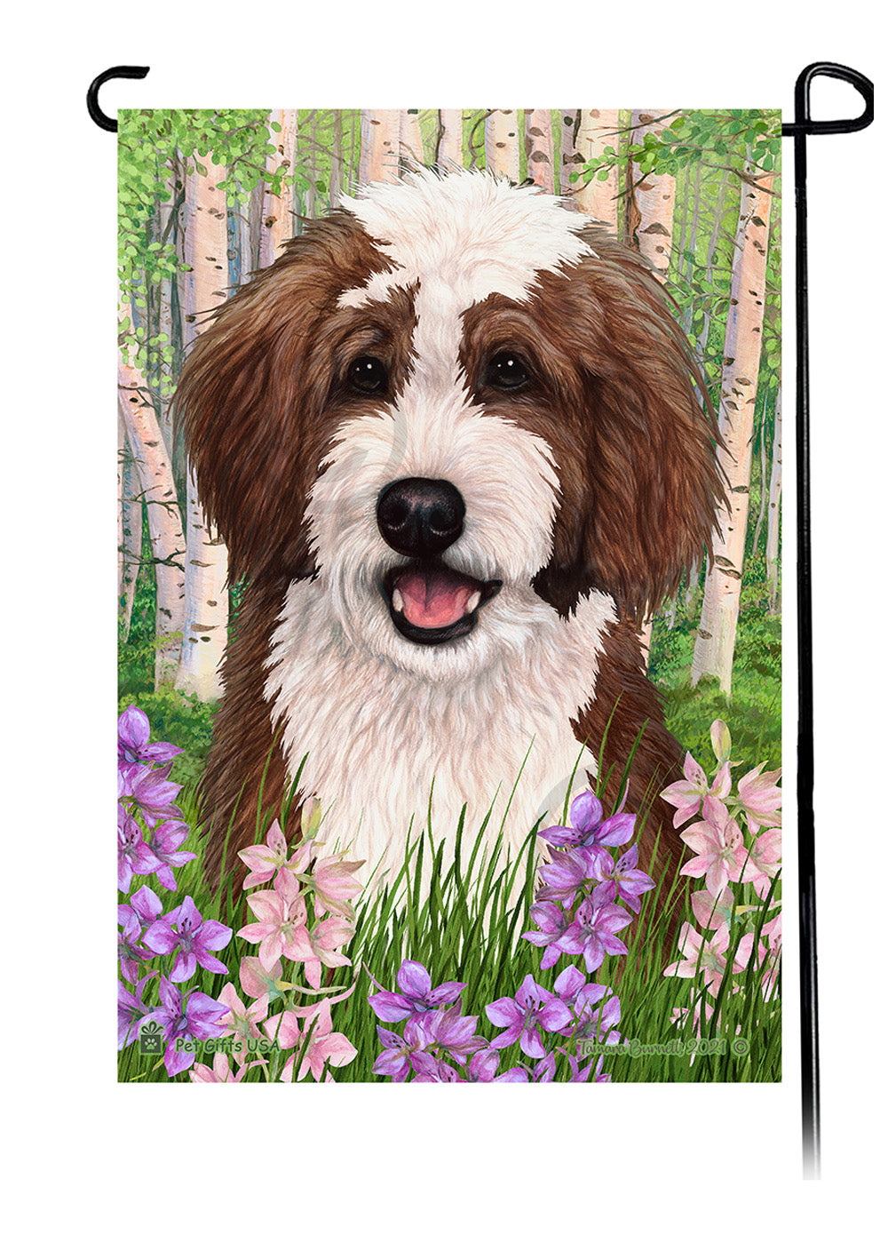 Bernedoodle Spring Flowers Garden Flags