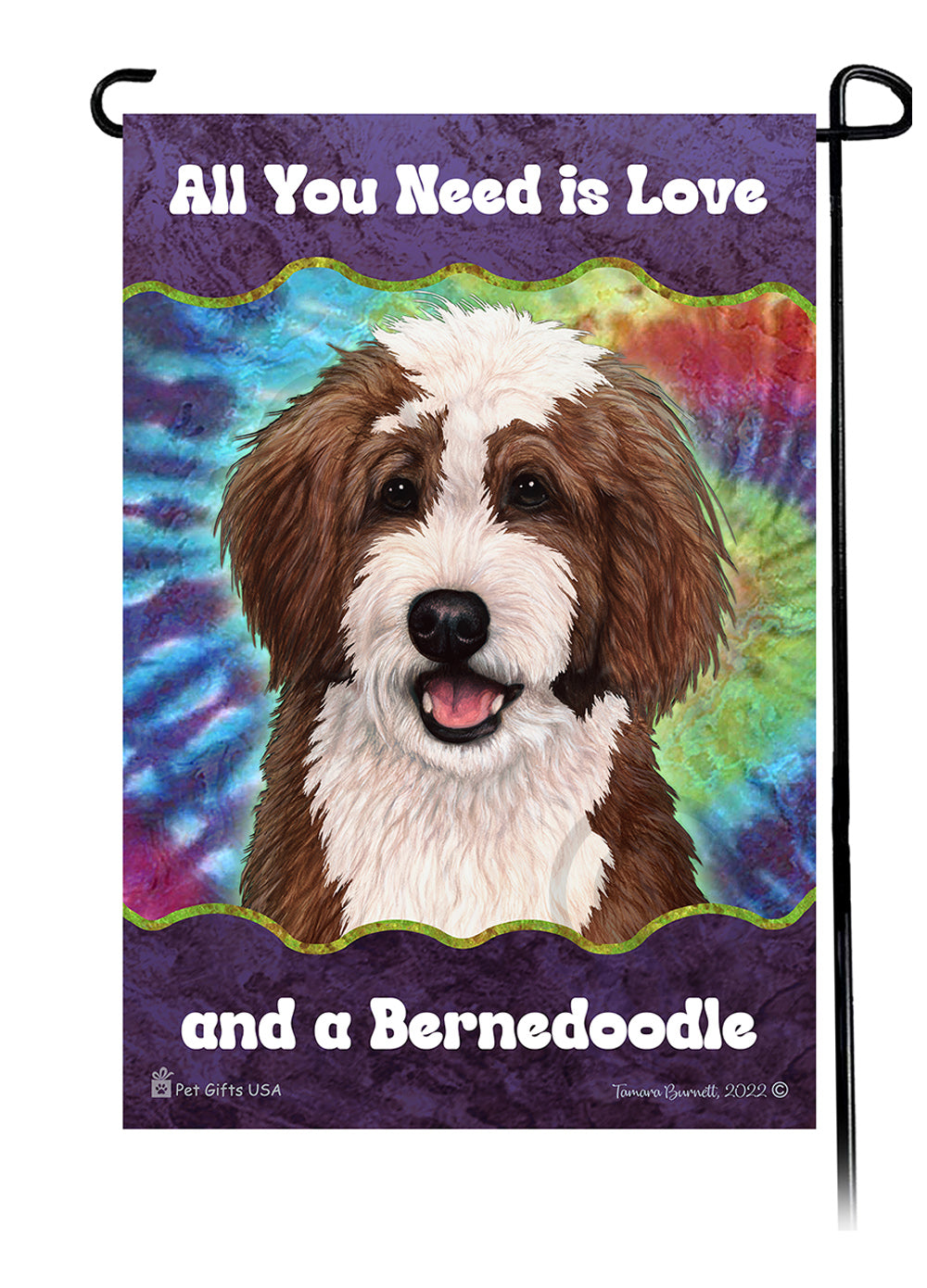 Bernedoodle All You Need Is Love Garden Flags