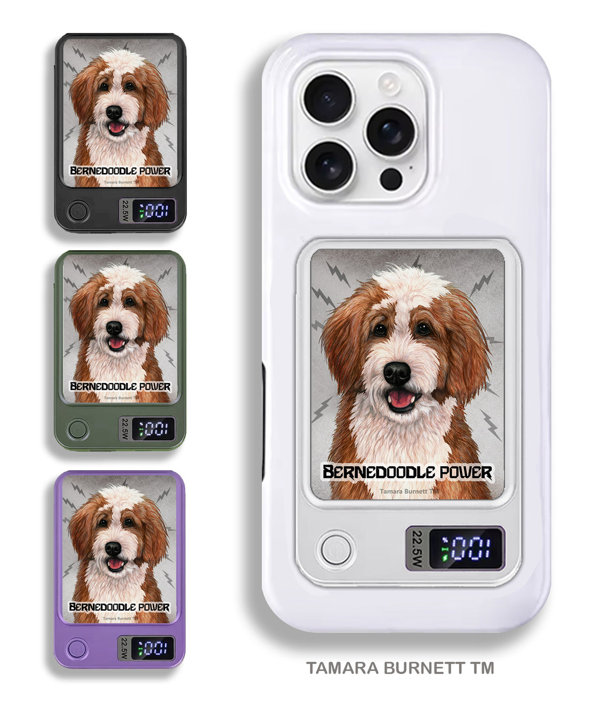Bernedoodle Red and White Phone Bank Wireless Charger