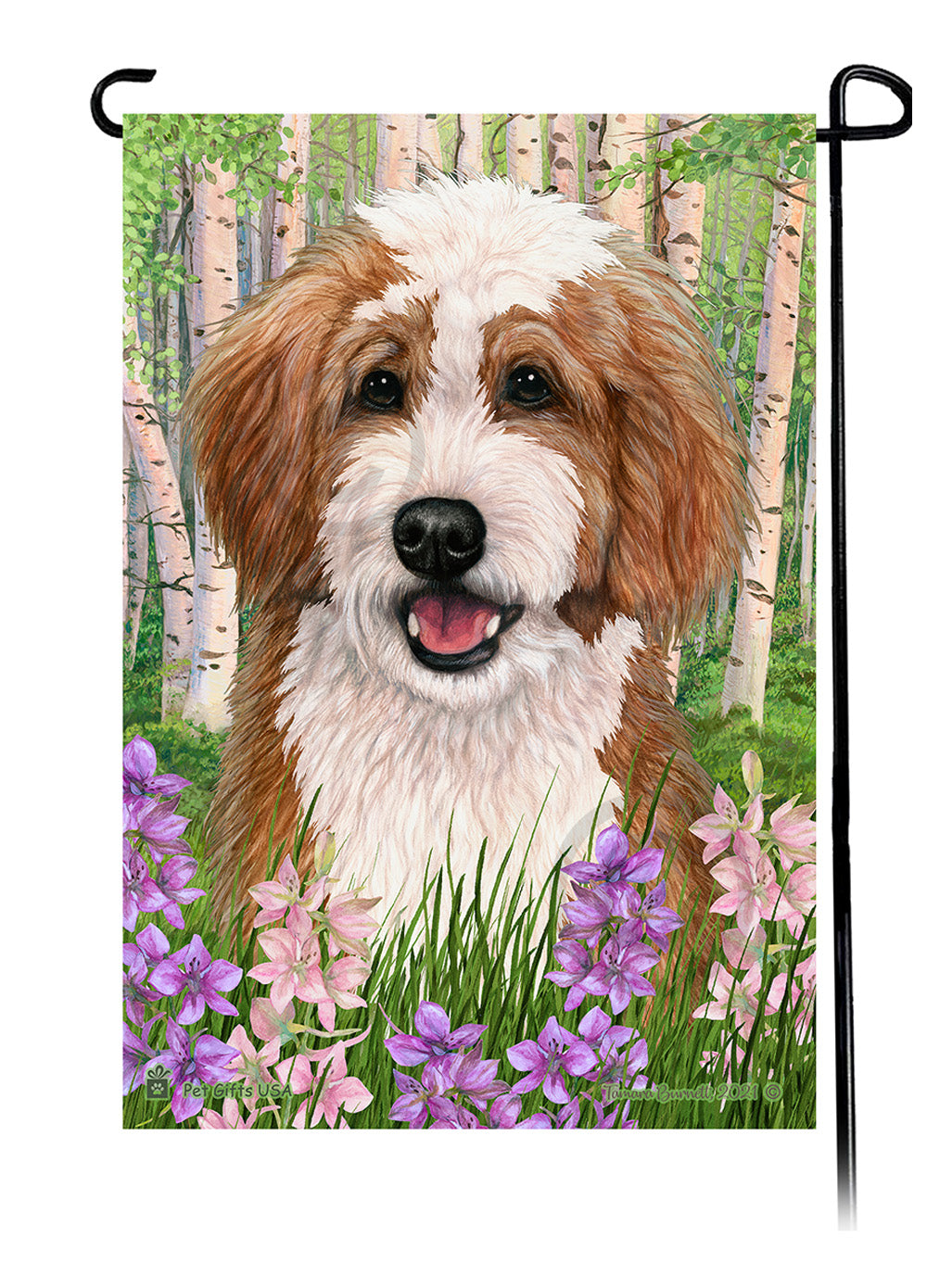 Bernedoodle Spring Flowers - Garden Flag