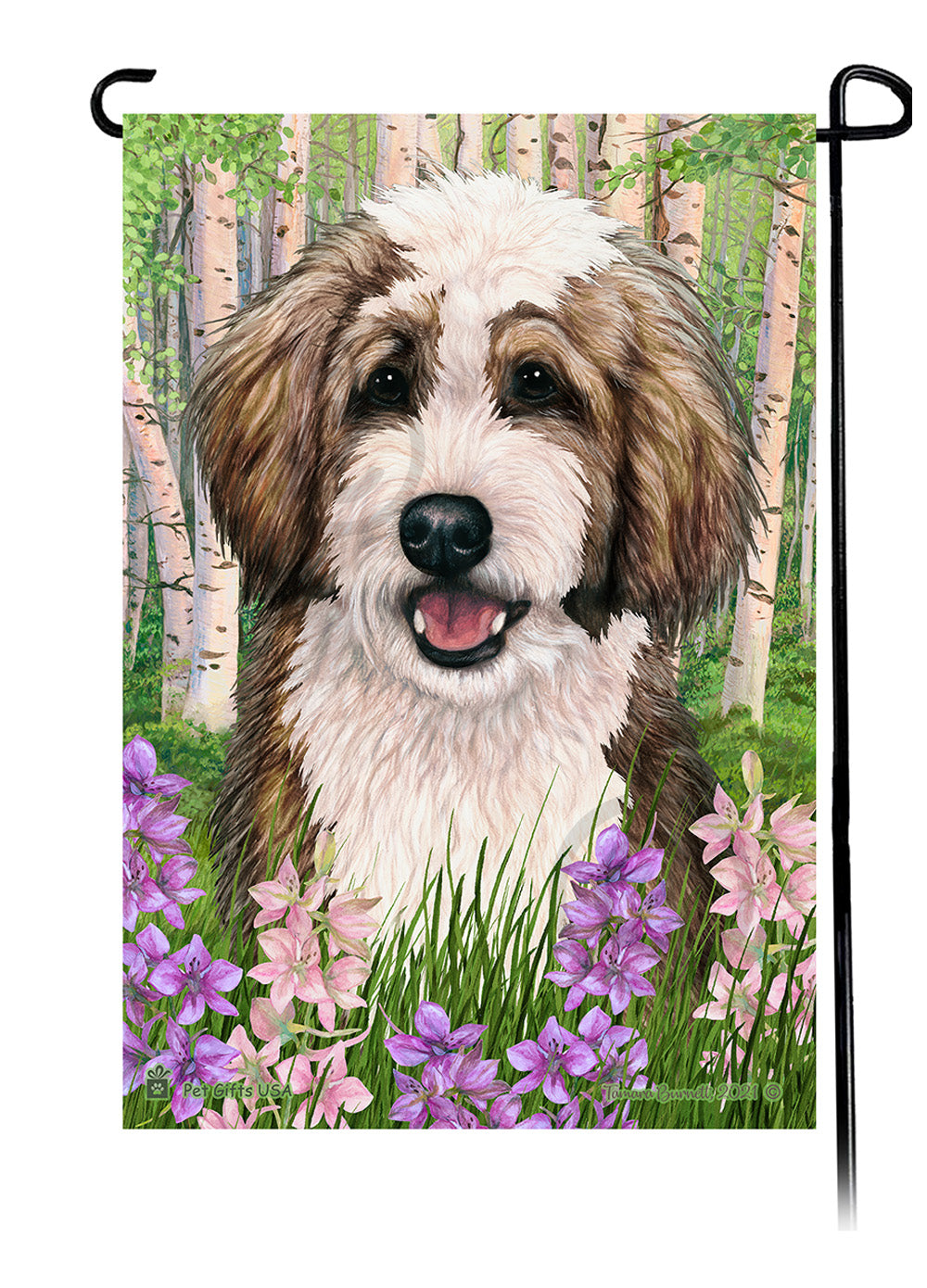 Bernedoodle Spring Flowers - Garden Flag