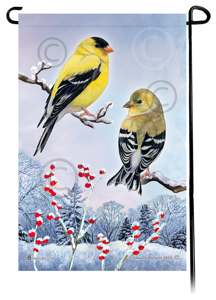 American Goldfinch Winterberries Garden Flags