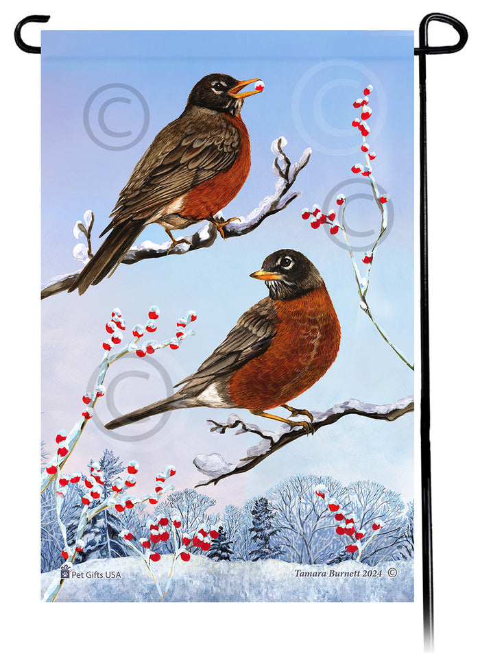 American Robin Winterberries Garden Flags