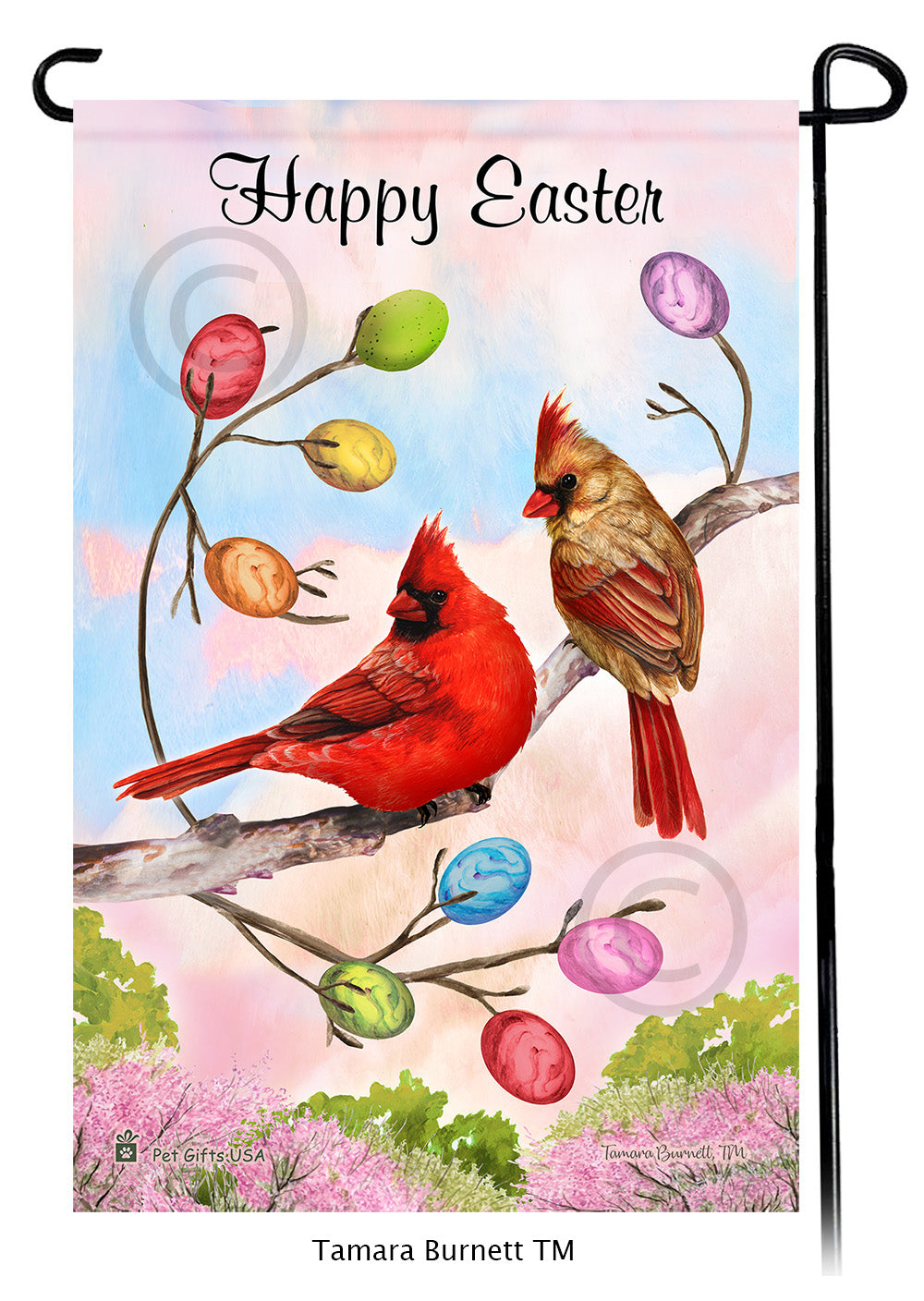 Northern Cardinal Happy Easter Garden Flags