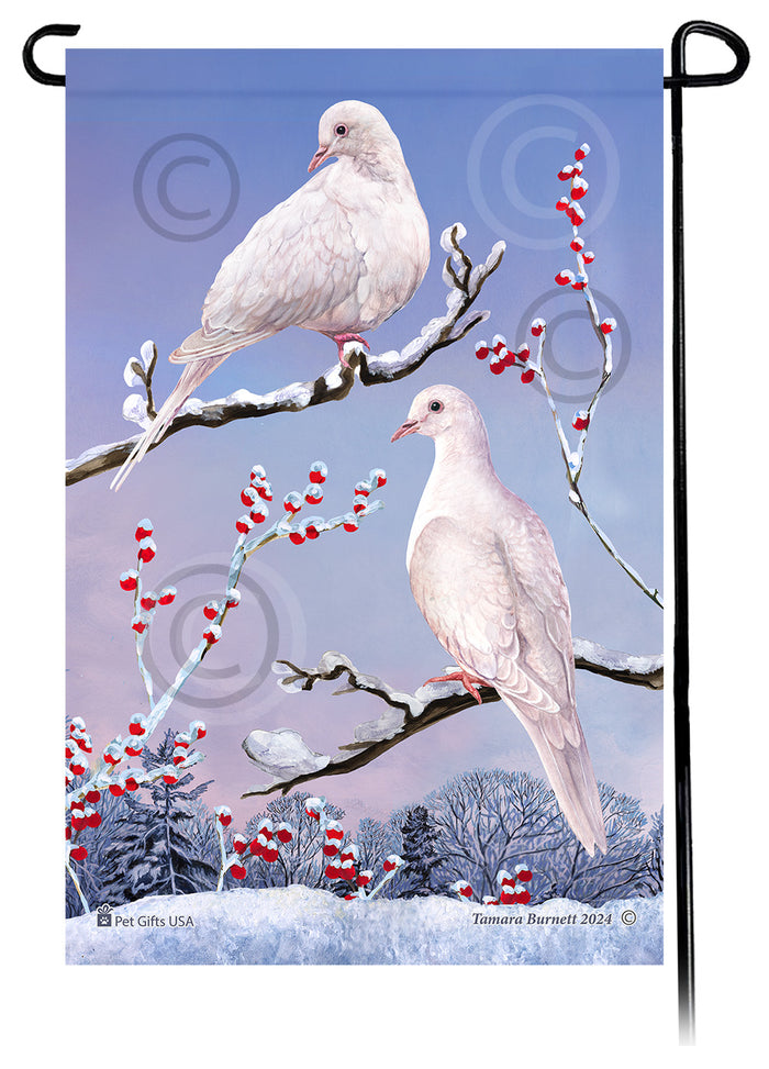 White Doves Winterberries Garden Flags