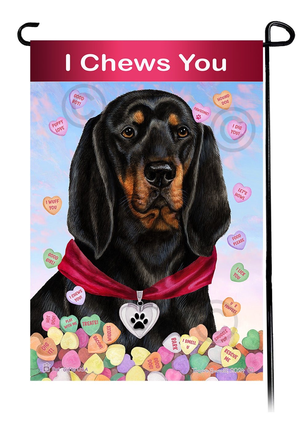Coonhound Valentine Sweetheart Garden Flags