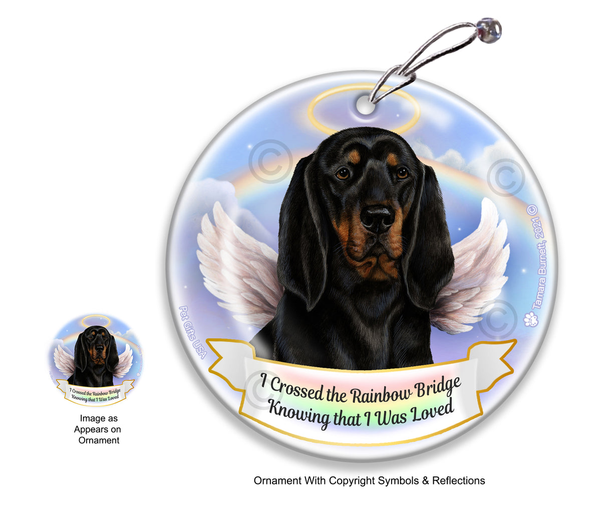 Black and Tan Coonhound Rainbow Bridge Memorial Ornament