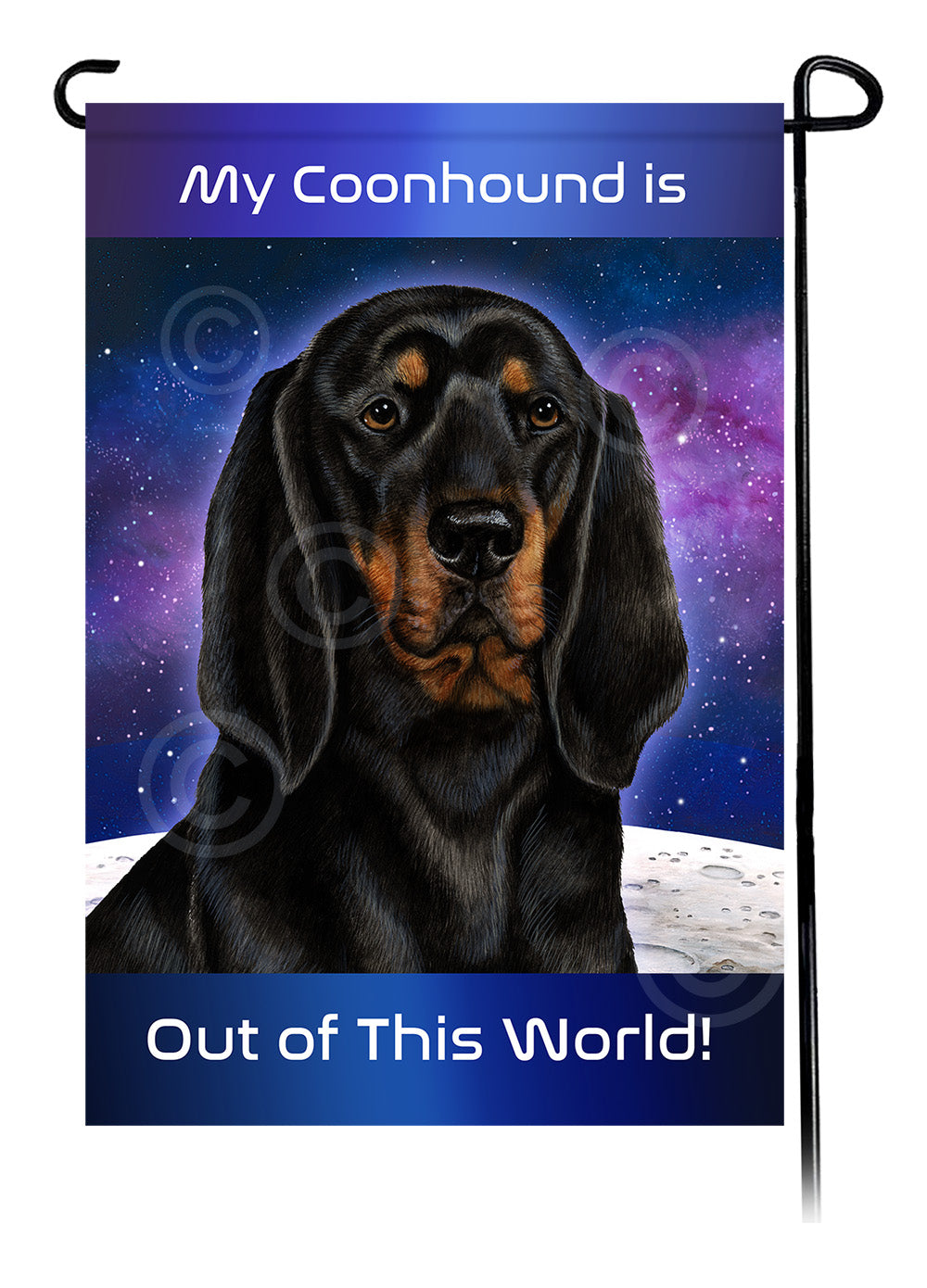 Coonhound Out Of This World Garden Flags