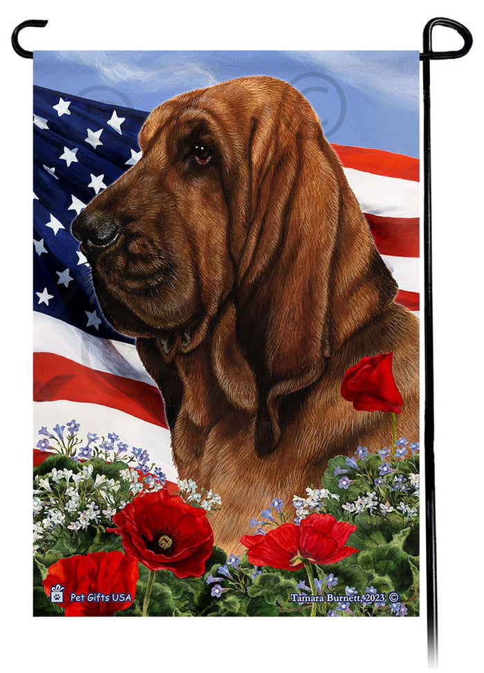 Bloodhound Patriotic Flowers Garden Flags