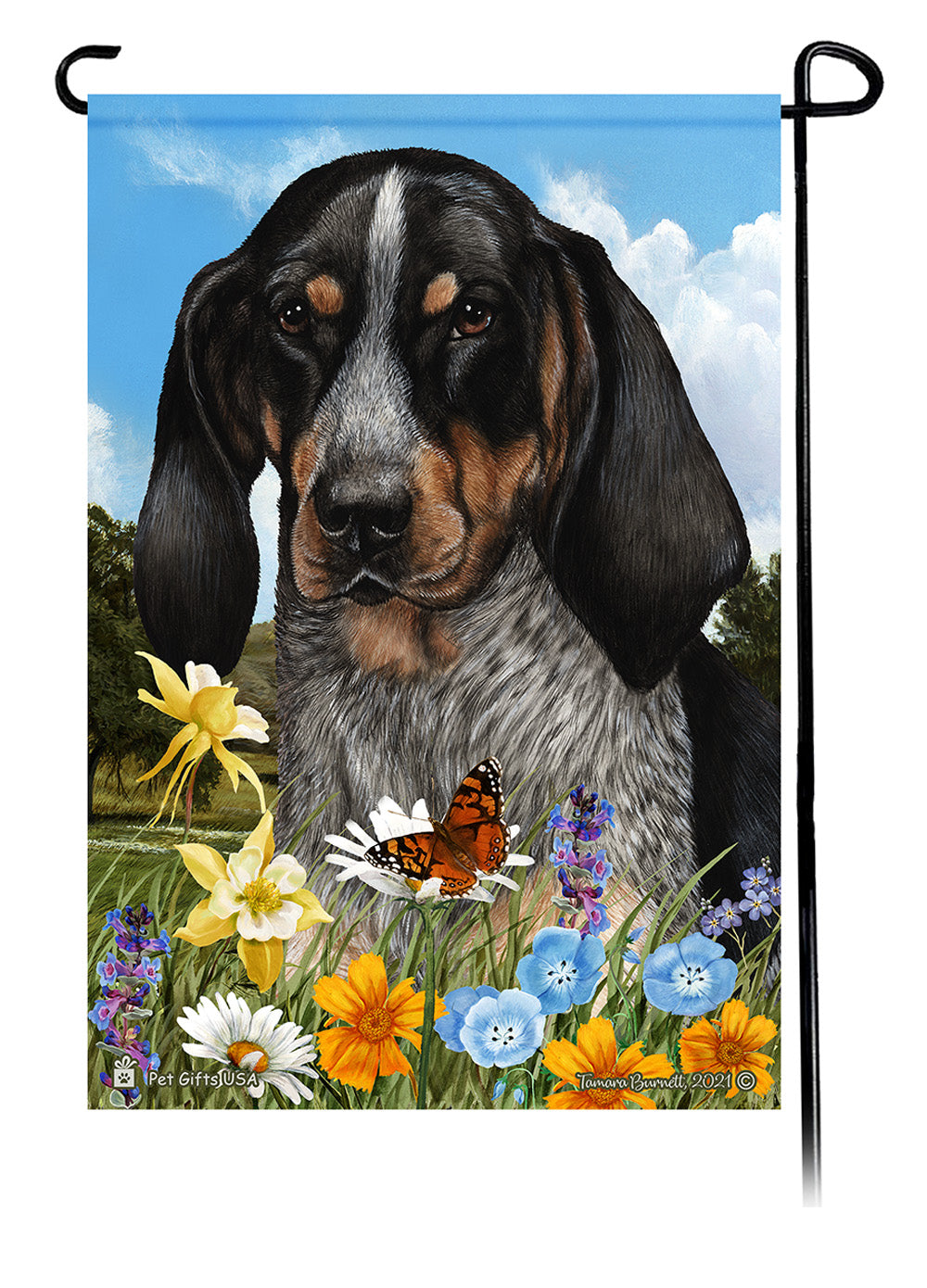Coonhound Summer Flowers - Garden Flag