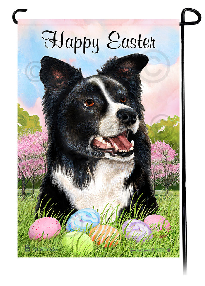 Border Collie Happy Easter Garden Flags