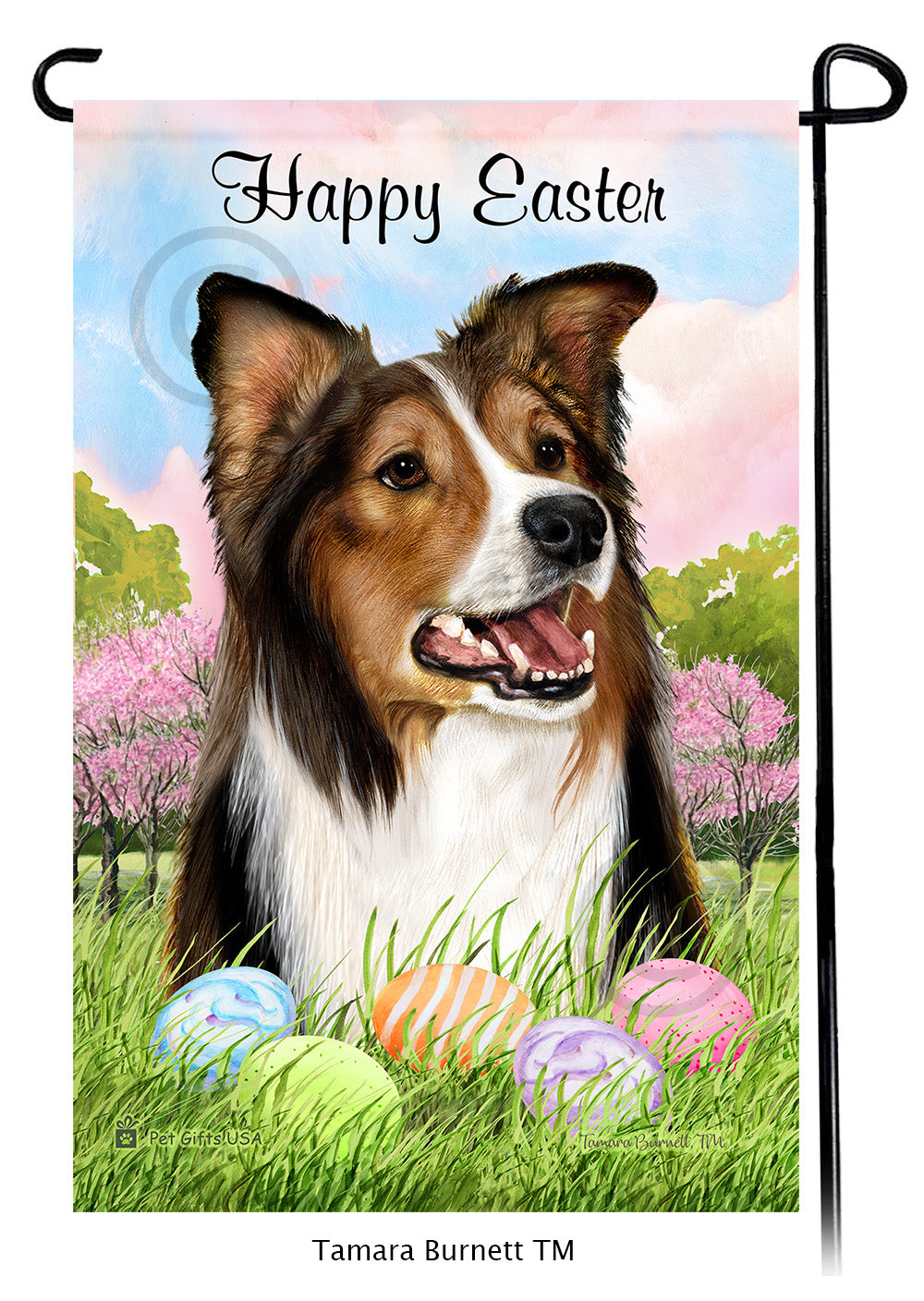 Border Collie Happy Easter - Garden Flag