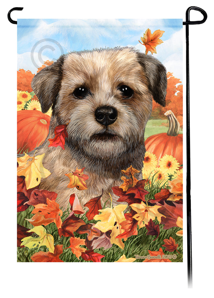 Border Terrier Falling Leaves Garden Flags