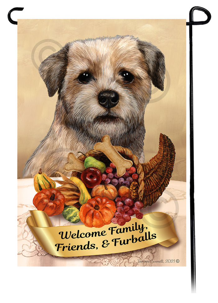 Border Terrier Thanksgiving Garden Flags