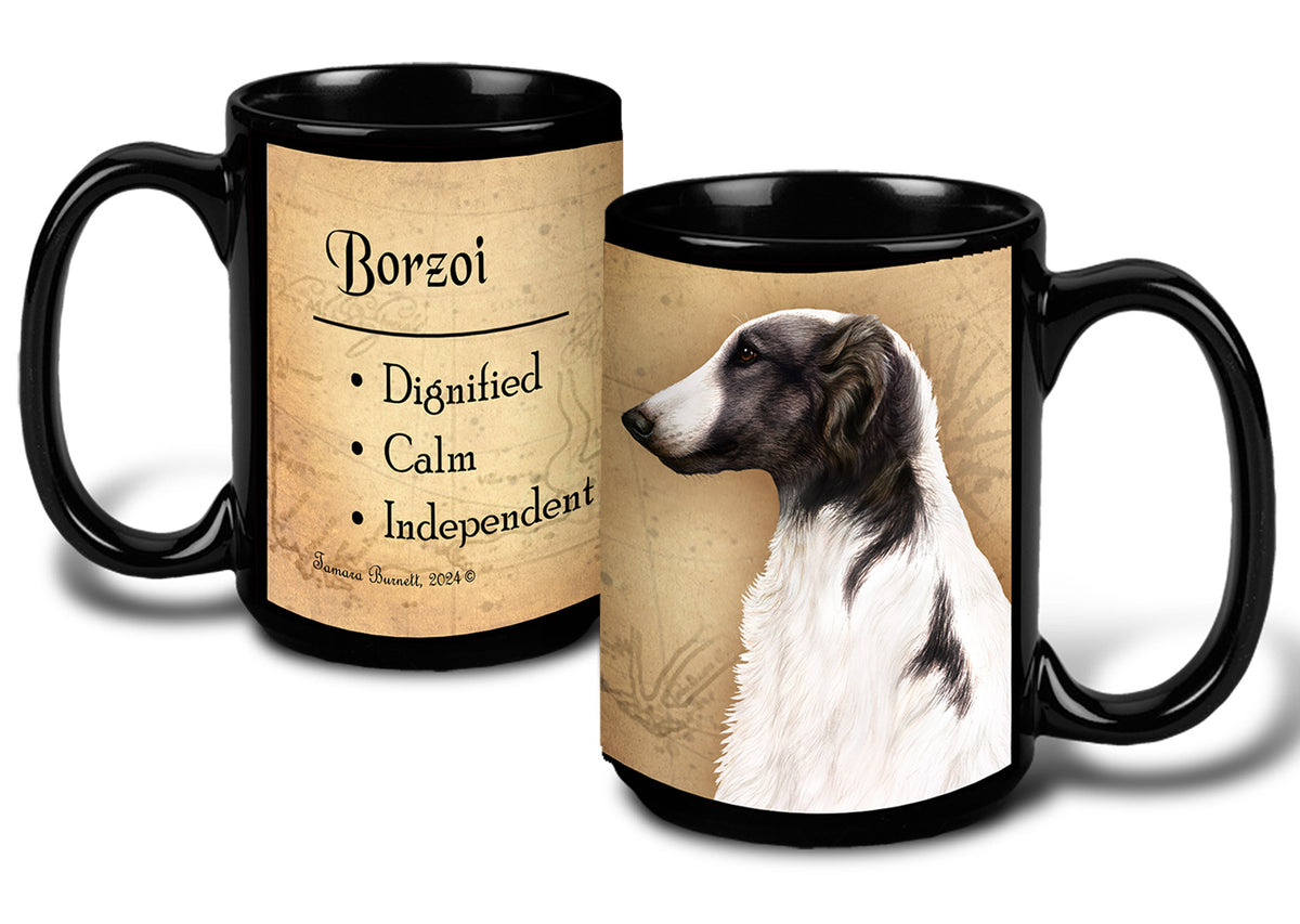 Borzoi Black & White - My Faithful Friends Mug 15 oz