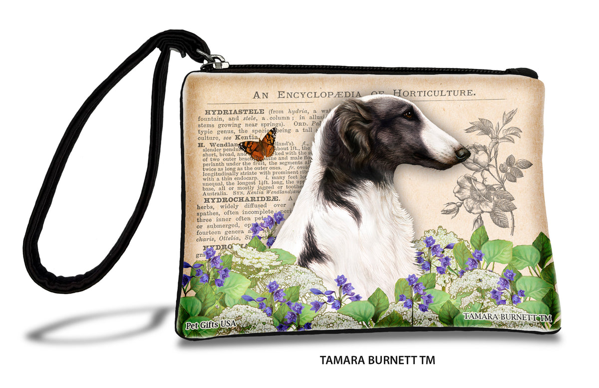 Borzoi Black And White Zippees Pet Pouch