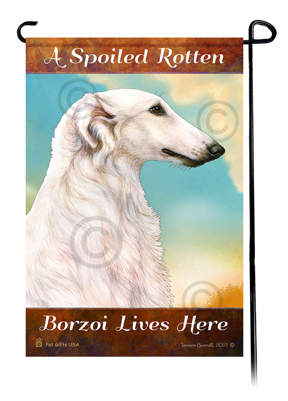 Borzoi Spoiled Rotten Garden Flags