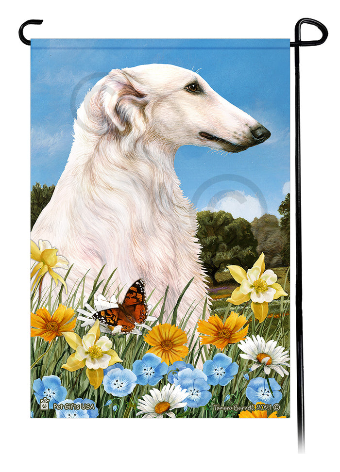 Borzoi Summer Flowers Garden Flags
