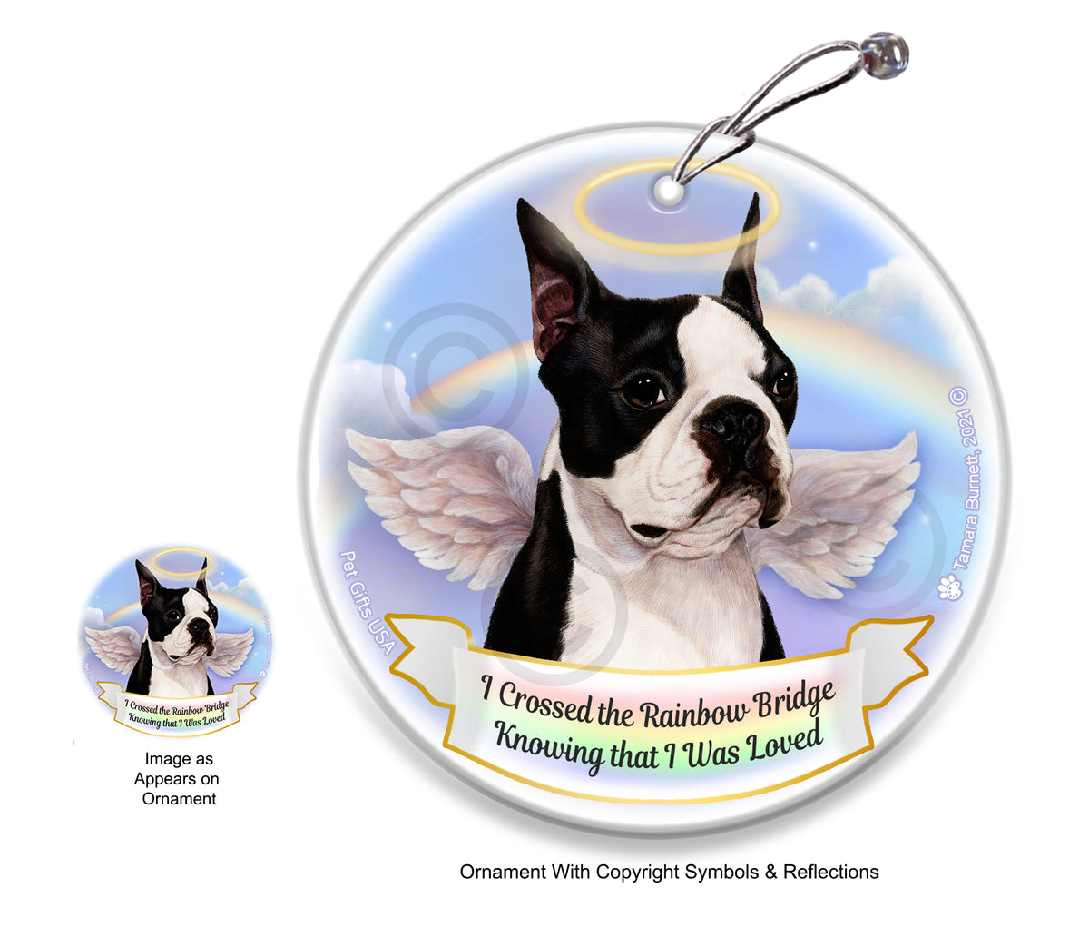 Boston Terrier Rainbow Bridge Memorial Ornament