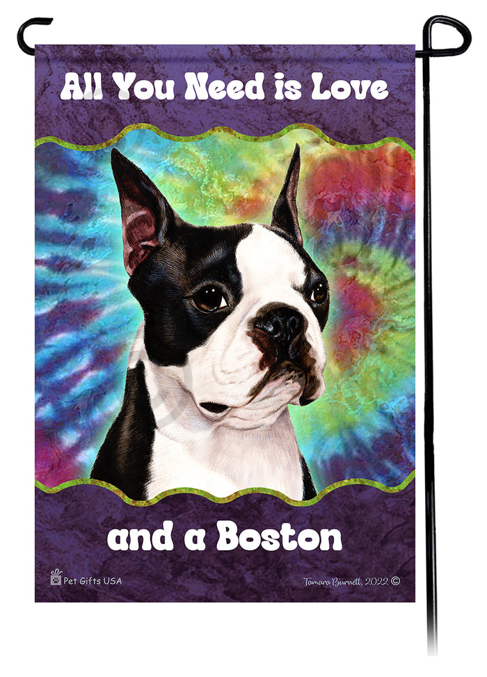 Boston Terrier All You Need Is Love Garden Flags