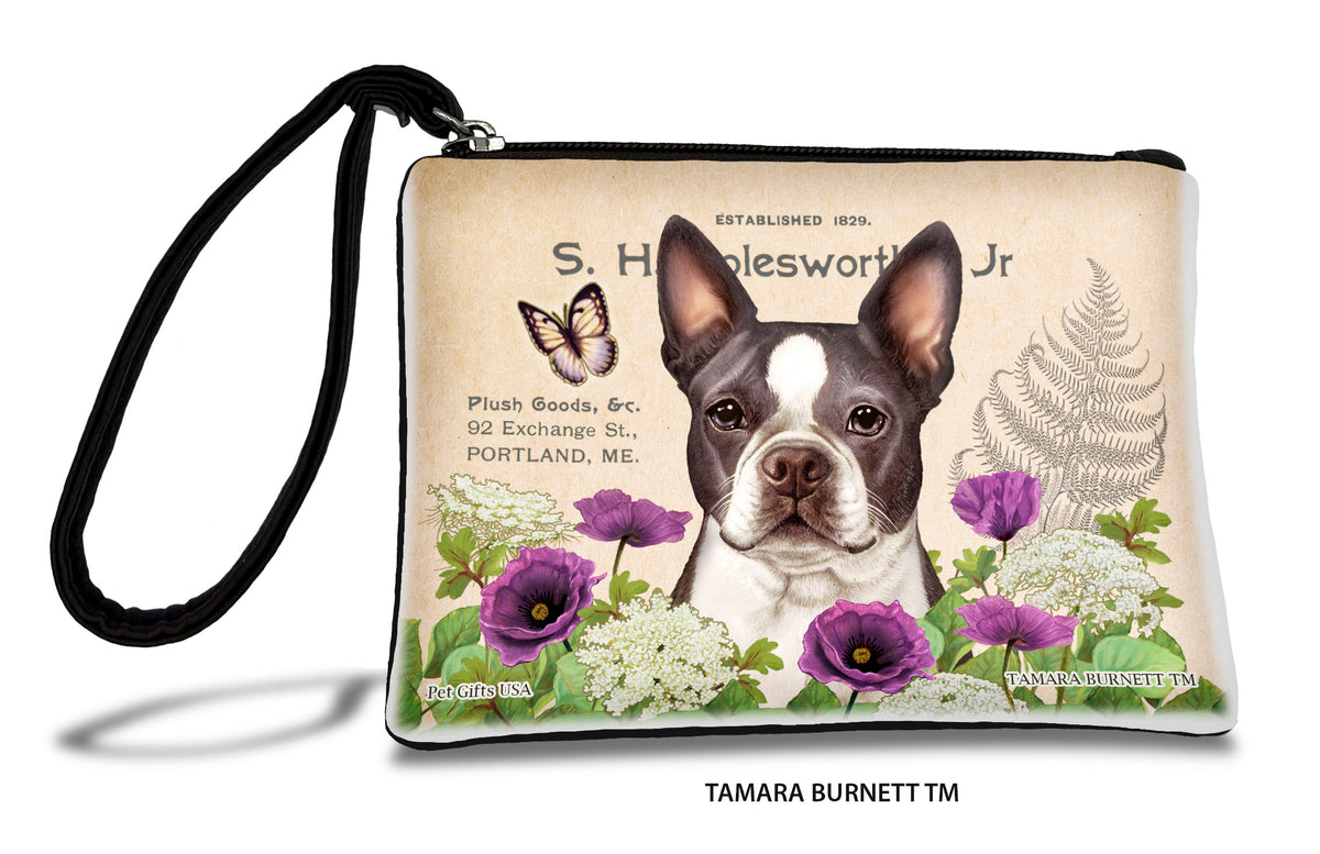 Boston Terrier Blue and White Zippees Pet Pouch