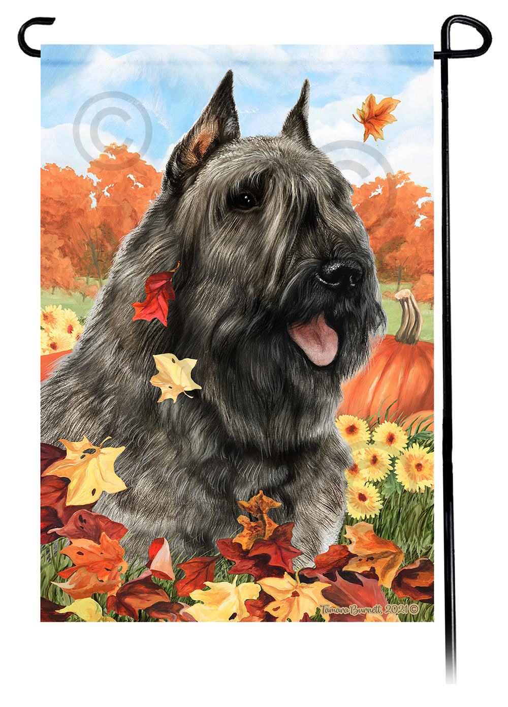 Bouvier des Flandres Falling Leaves Garden Flags