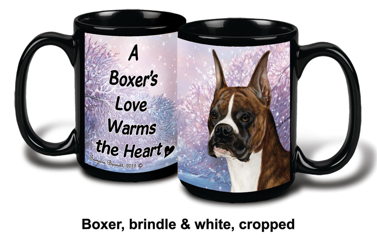 Boxer Brindle Cropped Winter Mug 15 oz
