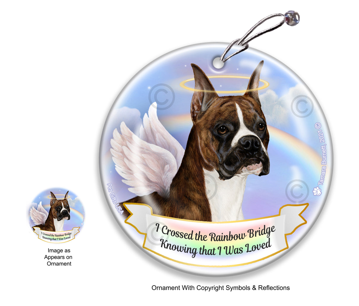 Boxer Rainbow Bridge Memorial Ornament