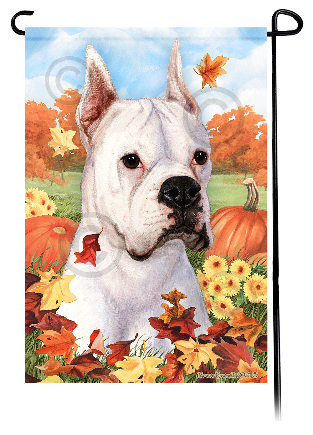 Boxer Falling Leaves - Garden Flag
