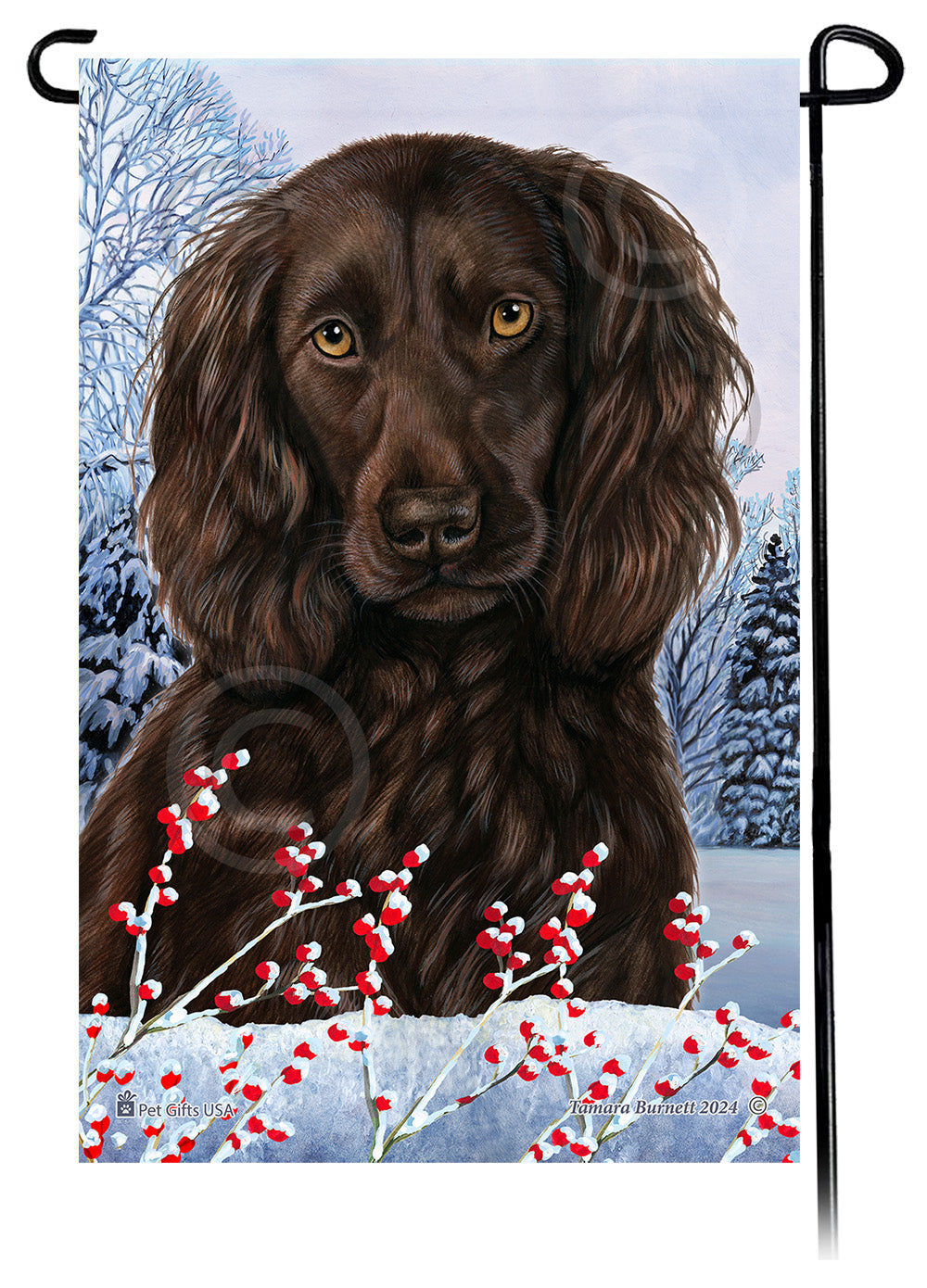 Boykin Spaniel Winterberries - Garden Flag