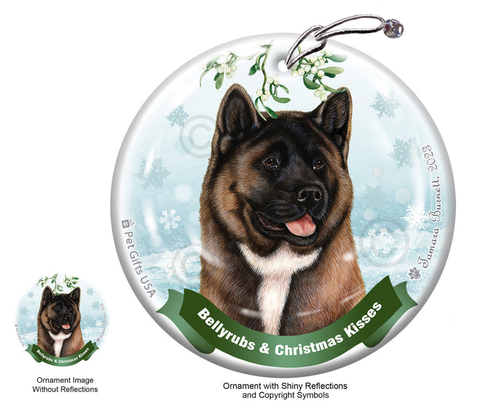 Akita Bellyrubs and Christmas Kisses Ornament