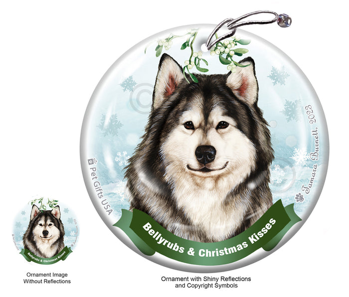 Alaskan Malamute Bellyrubs and Christmas Kisses Ornament