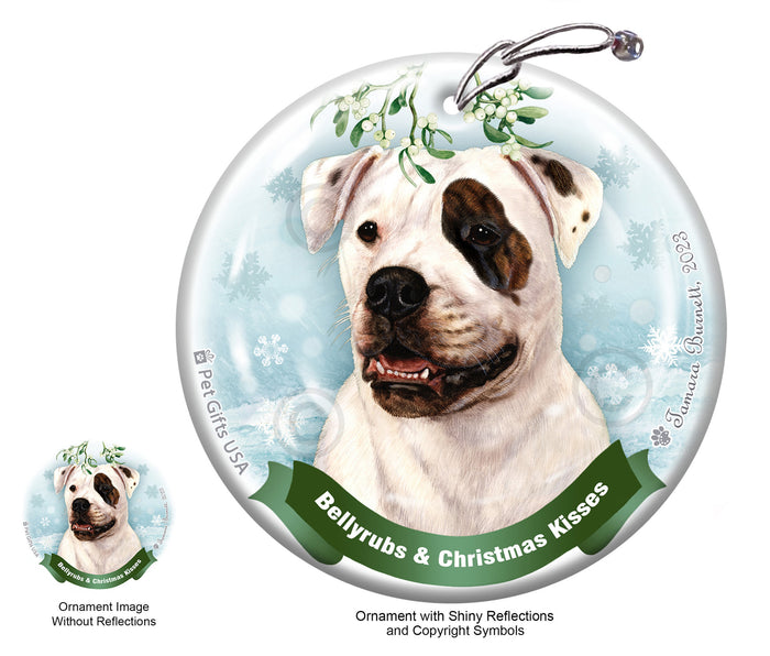 American Bulldog Bellyrubs and Christmas Kisses Ornament