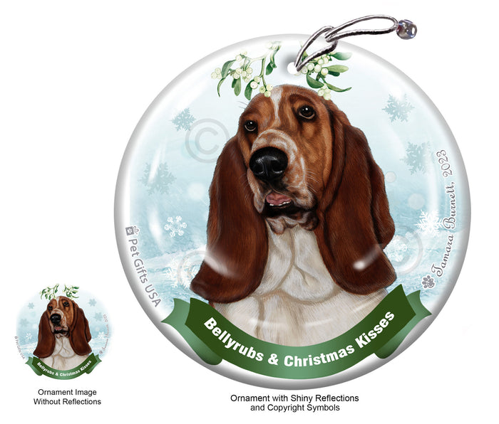 Basset Bellyrubs and Christmas Kisses Ornament