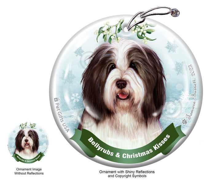 Bearded Collie Bellyrubs and Christmas Kisses Ornament